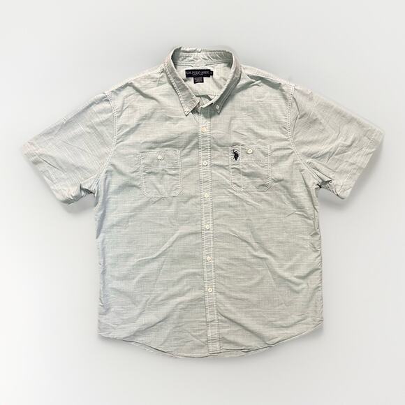 US Polo Assn Size XXL Pale Blue Button Down Short Sleeve Casual Shirt Men’s - Picture 1 of 6